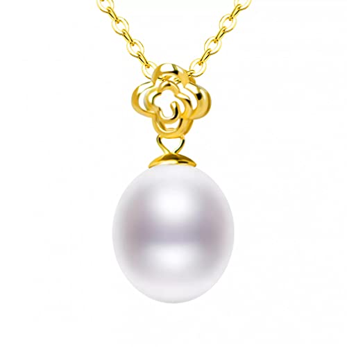 LBRTMED 18k Gold Perle Schmuck Halskette Anhänger Natural Freshwter 8-10mm Fine Women Party Geschenk von LBRTMED