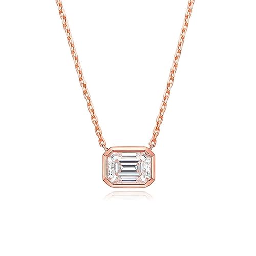 LBRTMED 6 * 8mm 2CT Emerald Cut Moissanit Anhänger Diamant mit 100% S925 Sterling Silber Halsketten für Frauen (Roségoldfarbe) von LBRTMED