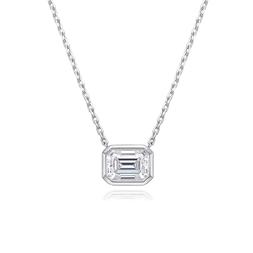 LBRTMED 6 * 8mm 2CT Emerald Cut Moissanit Anhänger Diamant mit 100% S925 Sterling Silber Halsketten für Frauen (goldene Farbe) von LBRTMED