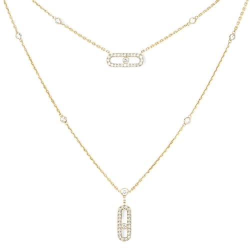 LBRTMED 925 Sterling Silber Doppelschicht Anhängerin Frauen Halskette (Gold) von LBRTMED