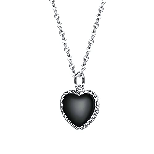LBRTMED 925 Sterling Silber Schwarzes Herz Liebe Anhänger Halskette Frauen Collares Schmuck Geschenk edel von LBRTMED