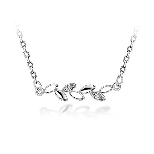 LBRTMED 925 Sterling Silber Zirkonia Blatt Halskette für Frauen Geburtstagsgeschenkschlüsselkette Kettenkragen von LBRTMED