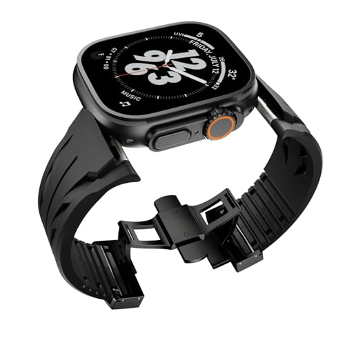 LBRTMED Band für Serie 10 46mm Ultra 2 49 mm 45 mm 44 mm, Männer Luxus Silikon Sportgurt mit Metallanschluss und Klaspenverschluss für iWatch Ultra2 S9 8 7 6 5 4 3 2 1 SE von LBRTMED