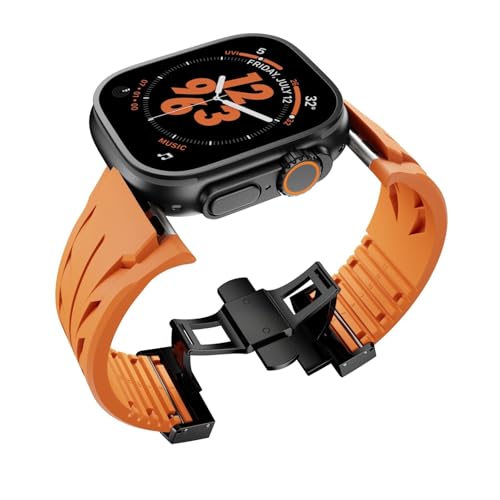 LBRTMED Band für Serie 10 46mm Ultra 2 49 mm 45 mm 44 mm, Männer Luxus Silikon Sportgurt mit Metallanschluss und Klaspenverschluss für iWatch Ultra2 S9 8 7 6 5 4 3 2 1 SE von LBRTMED