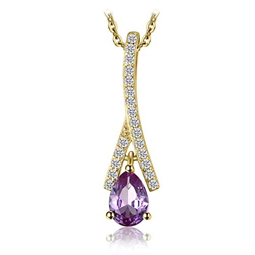 LBRTMED Birnen Alexandrite Sapphire 925 Sterling Silber Anhänger Halskette für Frauen Keine Kette gelb Roségold plattiert (Gelbgold plattiert) von LBRTMED