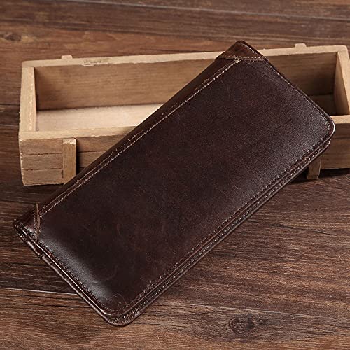 LBRTMED Braunes Leder Langer Brieftasche für Männer, Bifold Wallet, Kartenhalter für Männer, für Scheckbuch- und Ausweiskarten, Geschenk für Vater von LBRTMED