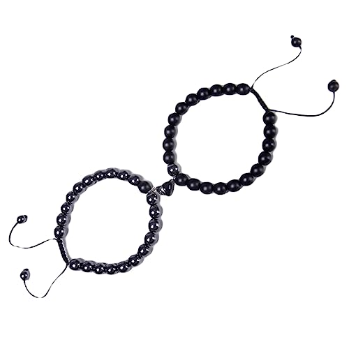 LBRTMED Epinki 2pcs Perlenarmband für Männer und Frauen, versilberte Paare kubische Zirkonia Natursteinarmband 7 Zoll von LBRTMED