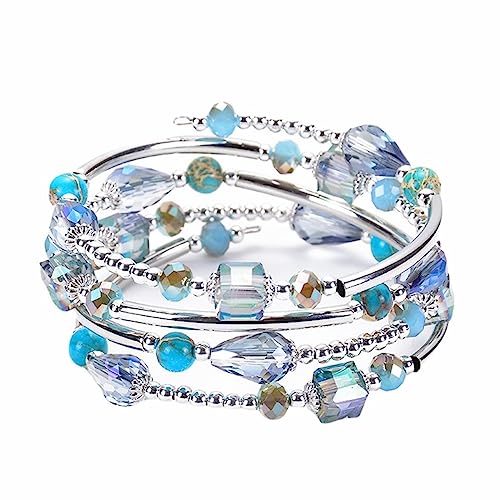 LBRTMED Epinki 8mm Perlenarmband für Frauen Männer, Kupfer 4 geschichtete Armreif Tiger Auge türkis Naturstein Armband 7,5 Zoll von LBRTMED