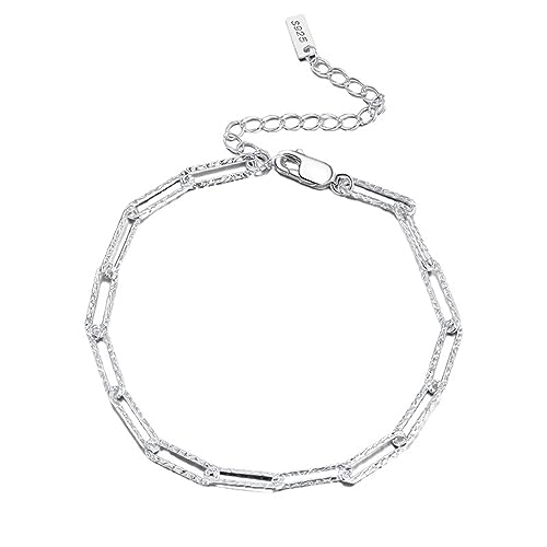 LBRTMED Epinki 925 Sterling Silber Armband für Frauen und Mädchen, Papierklinik -Ketten -Schmuckarmband einstellbar 8,5 Zoll von LBRTMED