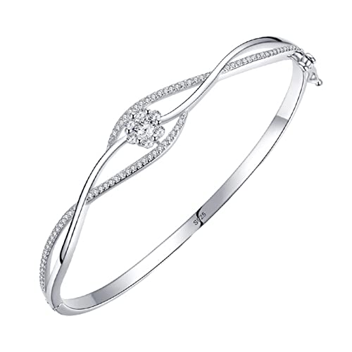 LBRTMED Epinki 925 Sterling Silber Armreif Armbänder für Frauen, Cross Hohlblume Kubikzirkonia Modeschmuck von LBRTMED