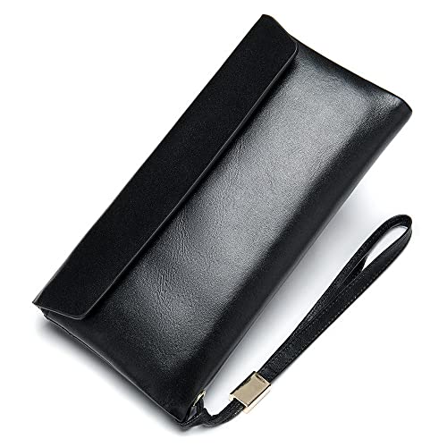 LBRTMED Fashionmens Kreditkarte Brieftasche Langes Geldbeutel mit echtem Leder Billfold Reißverschluss um Checkbook Wallet Credit Card Slots (Farbe: Kaffee, Größe: 20,5 * 10 cm) von LBRTMED