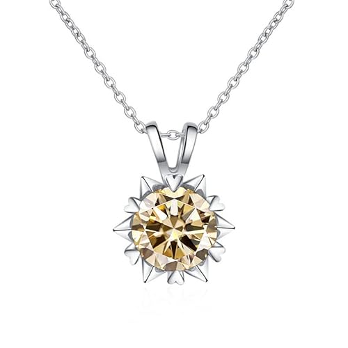 LBRTMED Frauen S925 Sterling Silber Halskette 1CT D Farbe Moissanit mit Schneeflocken -Schlangekette (Champagner) von LBRTMED