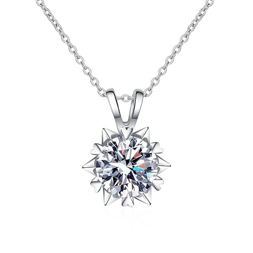 LBRTMED Frauen S925 Sterling Silber Halskette 1CT D Farbe Moissanit mit Schneeflocken -Schlangekette (Moissanit) von LBRTMED