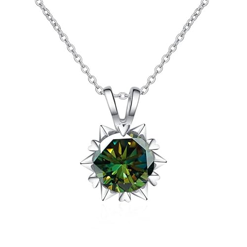 LBRTMED Frauen S925 Sterling Silber Halskette 1CT D Farbe Moissanit mit Schneeflocken -Schlangekette (grün) von LBRTMED