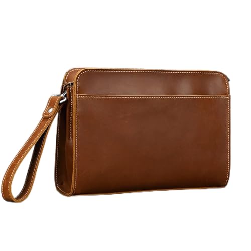LBRTMED Herren Brieftasche Clutch -Tasche, Leder Retro Clutch Crazy Horse Leder Multifunktionaler Speichertasche bevorzugtes Geschenk für Männer (Farbe: Dunkelbraun, Größe: 26 * 19 * 7 cm) von LBRTMED
