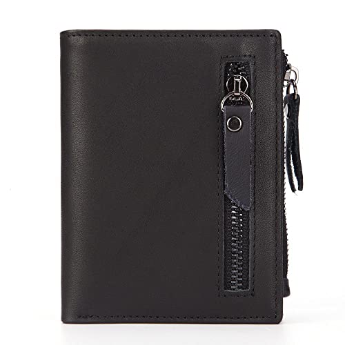 LBRTMED Herren Brieftasche Reißverschluss Genauer Lederkartenhalter Cowide Reißverschluss Coin Tasche Bifold Wallets für Männer (Farbe: Braun, Größe: 11,5 * 9 cm) von LBRTMED
