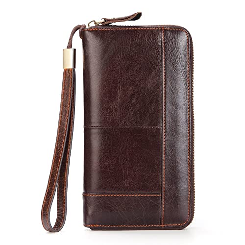 LBRTMED Herren echter Leder Langer Geldbörse Kartenhalter Kupplungsbeutel Handy Geldbörse Brieftaschen für Männer von LBRTMED
