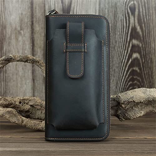 LBRTMED Herrenkupplungsbeutel Brieftasche Großkapazität Business Leder Brieftasche Reißverschluss Langes Geldbeutel bevorzugt Geschenk für Männer (Farbe: Schwarz, Größe: 10 * 2,5 * 20 cm) von LBRTMED