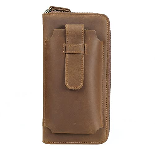 LBRTMED Herrenkupplungsbeutel Brieftasche Großkapazität Business Leder Brieftasche Reißverschluss Langes Geldbeutel bevorzugt Geschenk für Männer (Farbe: Schwarz, Größe: 10 * 2,5 * 20 cm) von LBRTMED