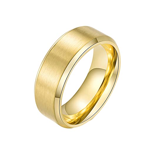 LBRTMED KNBOB Gravable Eheringe Männer, Edelstahl 8mm verfilzte Schaltband Männer Versprechen Ring Titanium von LBRTMED