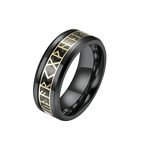 LBRTMED KNBOB Gravable Wolframringe für Männer, silberne/schwarze Viking -Kohlefaser Eingelegte abgeschrägte Kanten 8mm Eheringe Engagement Ringe von LBRTMED