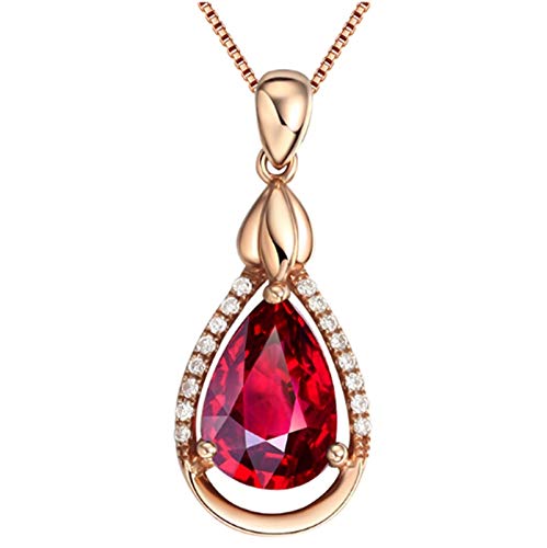 LBRTMED KNBOB Women 1.35ct Turmalin Halskette Tränenform rotes Anhänger Halskette 18k Roségold Gold von LBRTMED