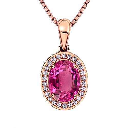 LBRTMED KNBOB Women 2.1CT Turmalin Halskette Oval Form Rot anheizt Halskette 18K Roségold Gold von LBRTMED