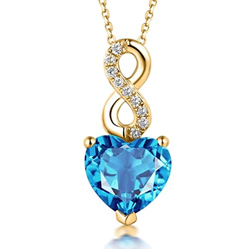LBRTMED KNBOB Women Infinity Heart Form 1.68ct Saphir Halskette 18k Gelbgold Anhänger Halskette für Hochzeitsfeier von LBRTMED