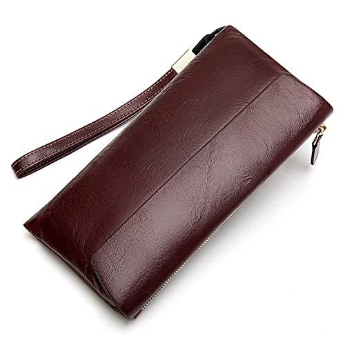 LBRTMED Kanduo Herren Clutch -Tasche, Langes Brieftasche echter Leder -Billfolie -Reißverschluss um Checkbook Wallet Credit Card Slots für Männer Organizer (Farbe: Hellbraun, Größe: 20,5 * 10 cm) von LBRTMED