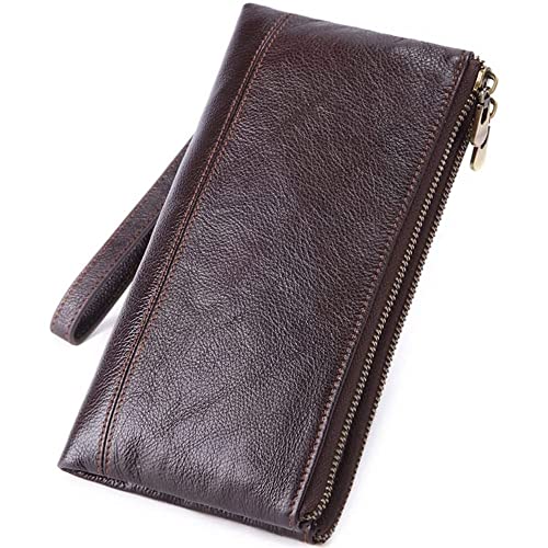 LBRTMED Kanduo Männer Clutch -Tasche, echte Leder -Visitenkarte Halter Brieftetpurse Langer Kleiner Tasche Langer Brieftasche für Männer Organizer (Farbe: Braun, Größe: 21,5 * 11,5 * 3 cm) von LBRTMED
