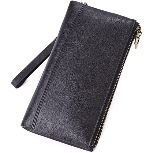 LBRTMED Kanduo Männer Clutch -Tasche, echte Leder -Visitenkarte Halter Brieftetpurse Langer Kleiner Tasche Long Wallet für Männer Organizer (Farbe: Schwarz, Größe: 21,5 * 11,5 * 3 cm) von LBRTMED