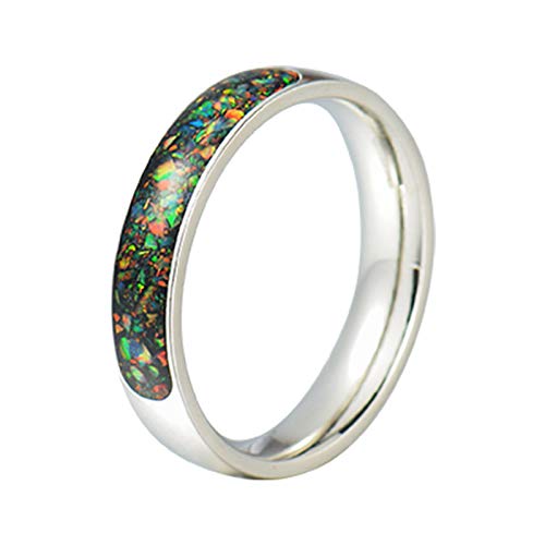 LBRTMED Knbob 8mm Edelstahl Wolfram -Vergaser Ring für Männer Silber Opal eingelegt von LBRTMED