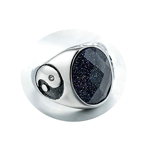 LBRTMED Knbob Männer Ring Tiger Eye Yin und Yang Oval Edelstein Goldbrauner Ring Edelstahl Größe N 1/2 von LBRTMED