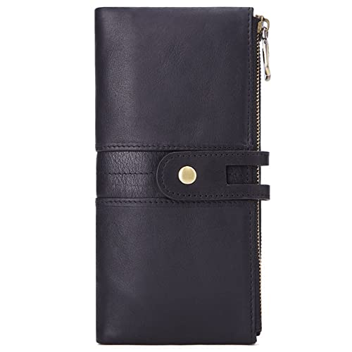 LBRTMED Lederbrieftaschen für Männer Langer Bifold -Brieftasche Reißverschluss um Kupplungsreise Geldbörse (Farbe: Schwarz, Größe: 18,5 * 9 * 2,5 cm) von LBRTMED