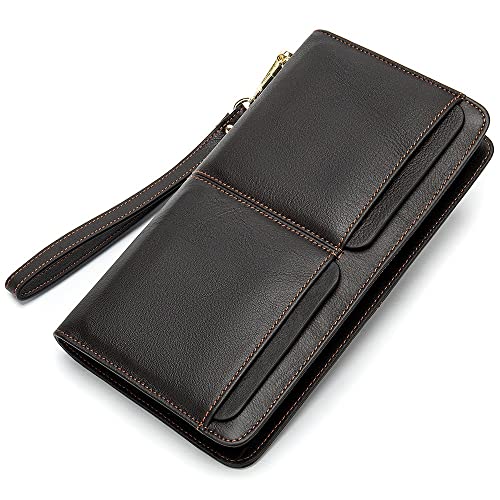 LBRTMED Männer Brieftaschen Männer Lange Geldbeutel Brieftasche Männliche Kupplung echtes Leder -Reißverschluss Brieftet Männer Business Wallet Münze (Farbe: D) von LBRTMED