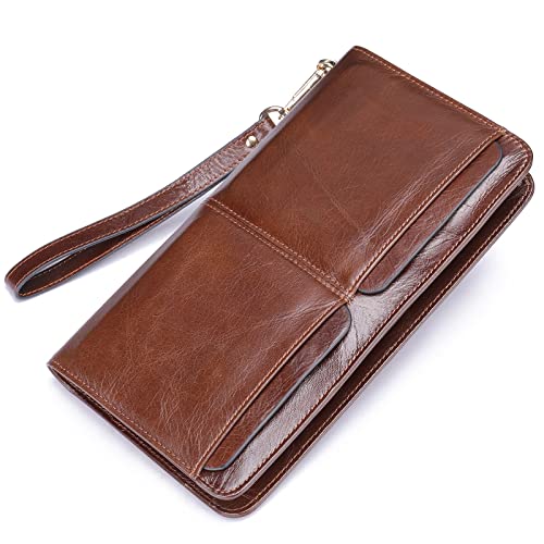 LBRTMED Männer Brieftaschen Männer Lange Geldbeutel Brieftasche Männliche Kupplung echtes Leder -Reißverschluss Brieftet Männer Business Wallet Münze (Farbe: D) von LBRTMED