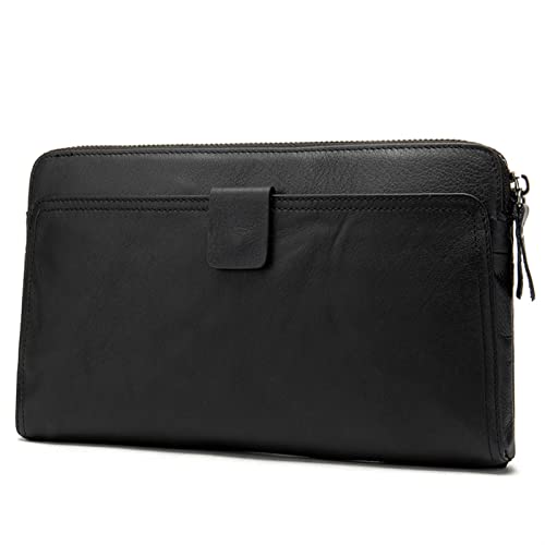 LBRTMED Männer Clutch Langstil Brieftaschen Bankkarte Halter Münztasche Männliche Geldbörse Reißverschluss großer Kapazitätsbrieftasche (Farbe: Braun, Größe: 24x3x14cm) von LBRTMED