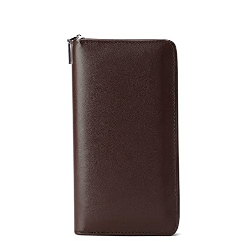 LBRTMED Männer echtes Leder Langer Blockieren Brieftaschenkartenhalter Kupplung Brieftaschen Handybeutel Arbeit Notepad Wallet (Farbe: Schwarz, Größe: 21 * 3 * 11 cm) von LBRTMED