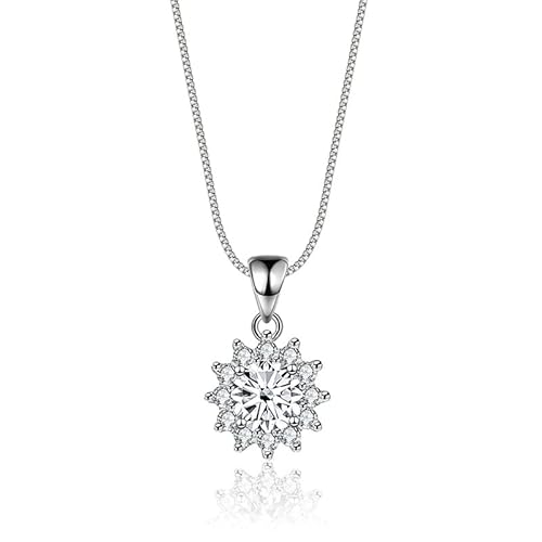 LBRTMED Moissanit Halskette für Frauen und Farbe VVS1 Ausgezeichneter Runde Diamond Sonnenblumen Anhänger Halskette 925 Silberschmuck () von LBRTMED