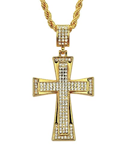 LBRTMED Persönlichkeit, Kreuzanhänger 30 Zoll/76 cm langer Hip Hop Diamond Schmuck Gold Anhänger für Männer und Frauen von LBRTMED