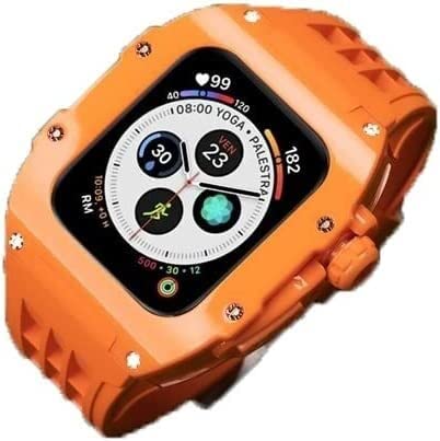 LBRTMED Qgkyxt Hard PC -Hülle Gummi -Uhr -Gurt ， Für Ultra -Bänder für Männer, Watch Band Mod Kit 45mm 44mm Stoßfänger Abdeckung Fluoroelastomer Band Watch Accessoires, Orange von LBRTMED