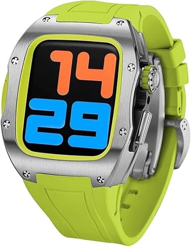 LBRTMED Schik 44mm 45mm Titanium Watch Case Sport Gummiband ， für Ultra 8 7 6 5 4 SE -Serie Ersatz ， Sportbänder Rm Style Watch Hülle Lünette Mod Kit Accessoires (Farbe: E, Größe: 45 mm) von LBRTMED