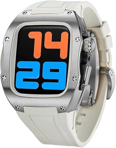 LBRTMED Schik 44mm 45mm Titanium Watch Case Sport Gummiband ， für Ultra 8 7 6 5 4 SE -Serie Ersatz ， Sportbänder Rm Style Watch Hülle Lünette Mod Kit Accessoires (Farbe: E, Größe: 45 mm) von LBRTMED