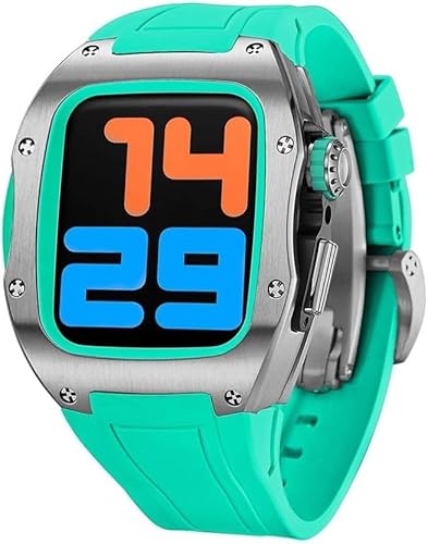 LBRTMED Schik 44mm 45mm Titanium Watch Case Sport Gummiband ， für Ultra 8 7 6 5 4 SE -Serie Ersatz ， Sportbänder Rm Style Watch Hülle Lünette Mod Kit Accessoires (Farbe: E, Größe: 45 mm) von LBRTMED