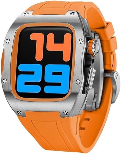 LBRTMED Schik 44mm 45mm Titanium Watch Case Sport Gummiband ， für Ultra 8 7 6 5 4 SE -Serie Ersatz ， Sportbänder Rm Style Watch Hülle Lünette Mod Kit Accessoires (Farbe: E, Größe: 45 mm) von LBRTMED