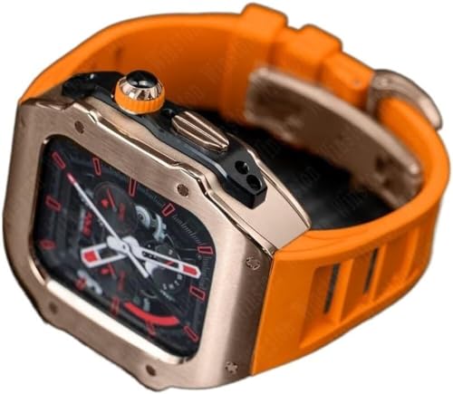 LBRTMED Schik Rm -Stil Edelstahl Uhr Watch Hülle+Gummi -Uhren -Band -Mod -Kit ， für Ultra 8 7 6 5 4 Se 49mm 45 mm 44 mm ， Männer Gummi -Uhr -Watch -Modifikation Kit von LBRTMED