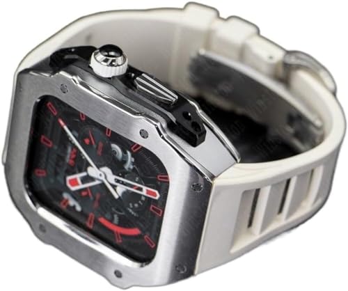 LBRTMED Schik Rm -Stil Edelstahl Uhr Watch Hülle+Gummi -Uhren -Band -Mod -Kit ， für Ultra 8 7 6 5 4 Se 49mm 45 mm 44 mm ， Männer Gummi -Uhr -Watch -Modifikation Kit von LBRTMED
