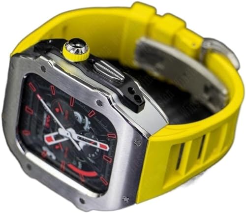 LBRTMED Schik Rm -Stil Edelstahl Uhr Watch Hülle+Gummi -Uhren -Band -Mod -Kit ， für Ultra 8 7 6 5 4 Se 49mm 45 mm 44 mm ， Männer Gummi -Uhr -Watch -Modifikation Kit von LBRTMED