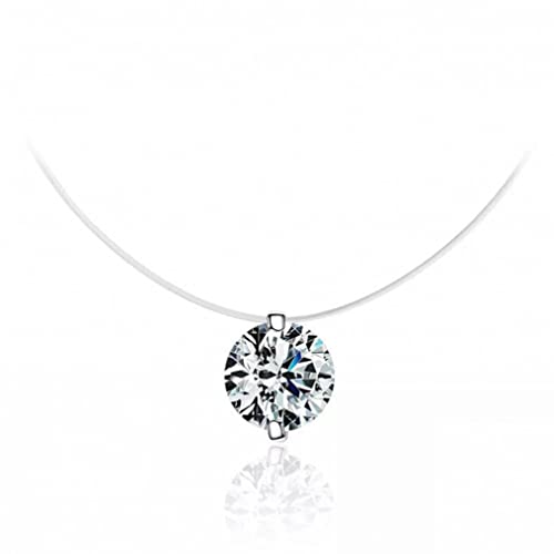 LBRTMED Silber transparente Kette Anhänger 925 Sterling Silber Clear Fishing Line Halskette für Frauen Schmuck von LBRTMED
