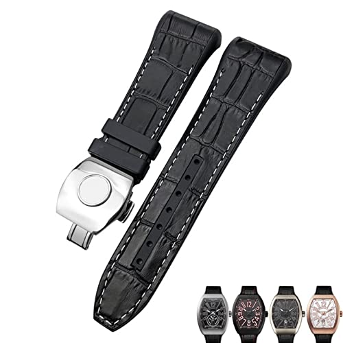 LBRTMED Vyslz für Franck Muller Uhrenband 28mm Cowide Silicon Uhrengurt Nylon Gummi -Schnallen -Schnalle -Uhren -Bänder für Männer Armband von LBRTMED